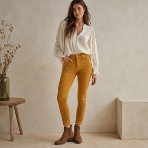 Pilcro and the Letterpress High Rise Skinny Corduroy Pants Mustard Women's 27